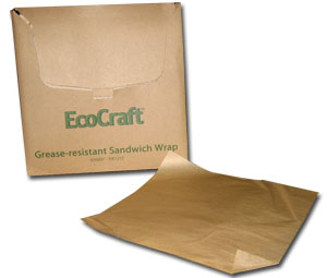 This grease-resistant compostable food wraps paper is crafted by tightly weaving paper fibers, then machine glazing with heat